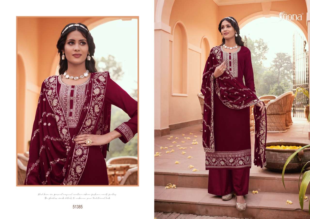 KANAK BY FIONA 51381 TO 51386 SERIES INDIAN SHARARA SUITS BEAUTIFUL FANCY COLORFUL STYLISH PARTY WEAR & OCCASIONAL WEAR GEORGETTE EMBROIDERED DRESSES AT WHOLESALE PRICE