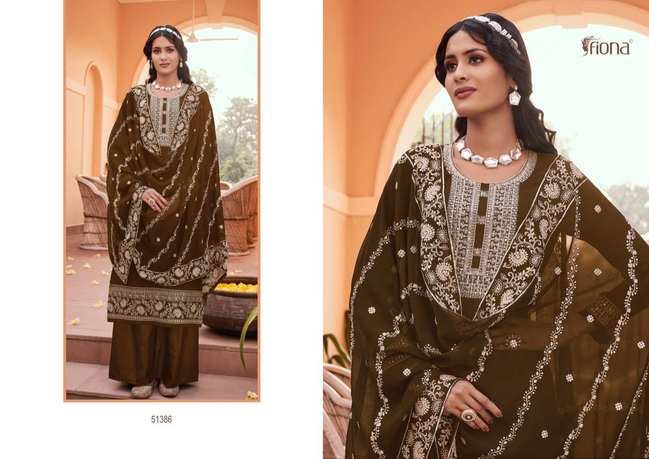 KANAK BY FIONA 51381 TO 51386 SERIES INDIAN SHARARA SUITS BEAUTIFUL FANCY COLORFUL STYLISH PARTY WEAR & OCCASIONAL WEAR GEORGETTE EMBROIDERED DRESSES AT WHOLESALE PRICE