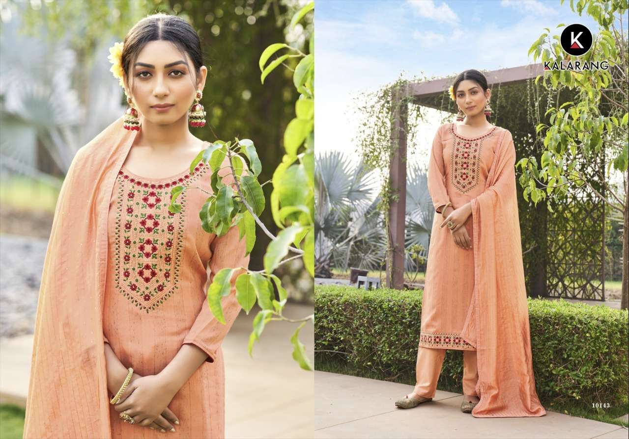 Mangalya By Kalarang 10141 To 10144 Series Indian Suits Beautiful Fancy Colorful Stylish Party Wear & Occasional Wear Pure Silk Dresses At Wholesale Price