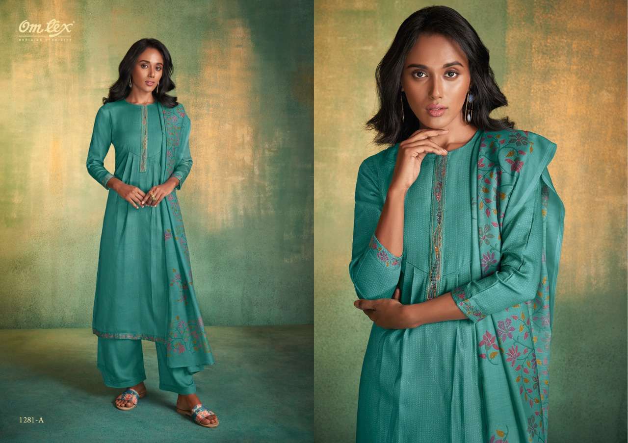 RISHITA BY OM TEX 1281-A TO 1281-D SERIES INDIAN SUITS BEAUTIFUL FANCY COLORFUL STYLISH PARTY WEAR & OCCASIONAL WEAR SATIN DIGITAL PRINT DRESSES AT WHOLESALE PRICE