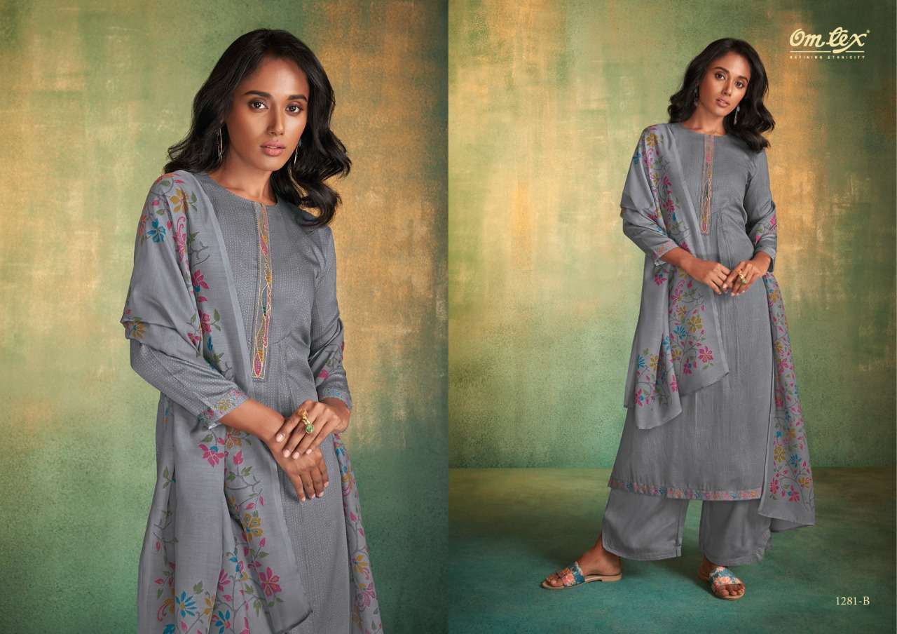 RISHITA BY OM TEX 1281-A TO 1281-D SERIES INDIAN SUITS BEAUTIFUL FANCY COLORFUL STYLISH PARTY WEAR & OCCASIONAL WEAR SATIN DIGITAL PRINT DRESSES AT WHOLESALE PRICE