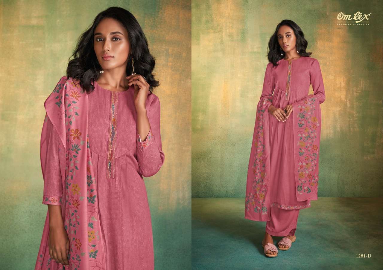 RISHITA BY OM TEX 1281-A TO 1281-D SERIES INDIAN SUITS BEAUTIFUL FANCY COLORFUL STYLISH PARTY WEAR & OCCASIONAL WEAR SATIN DIGITAL PRINT DRESSES AT WHOLESALE PRICE