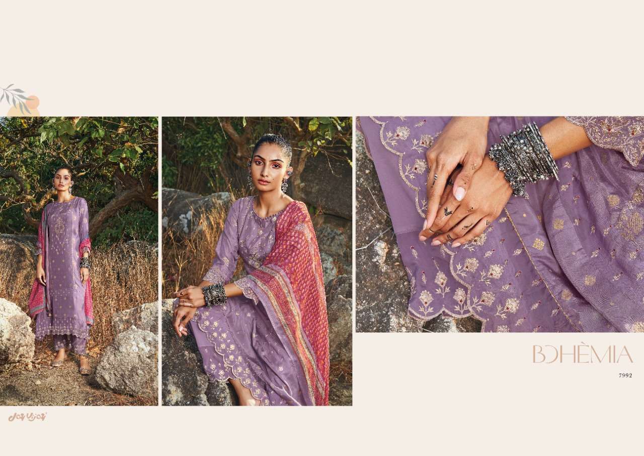 BOHEMIA BY JAY VIJAY PRINTS 7991 TO 7998 SERIES INDIAN SUITS BEAUTIFUL FANCY COLORFUL STYLISH PARTY WEAR & OCCASIONAL WEAR PURE SILK JACQUARD DRESSES AT WHOLESALE PRICE