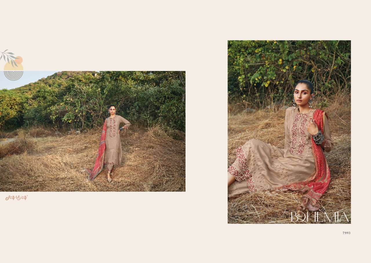 BOHEMIA BY JAY VIJAY PRINTS 7991 TO 7998 SERIES INDIAN SUITS BEAUTIFUL FANCY COLORFUL STYLISH PARTY WEAR & OCCASIONAL WEAR PURE SILK JACQUARD DRESSES AT WHOLESALE PRICE