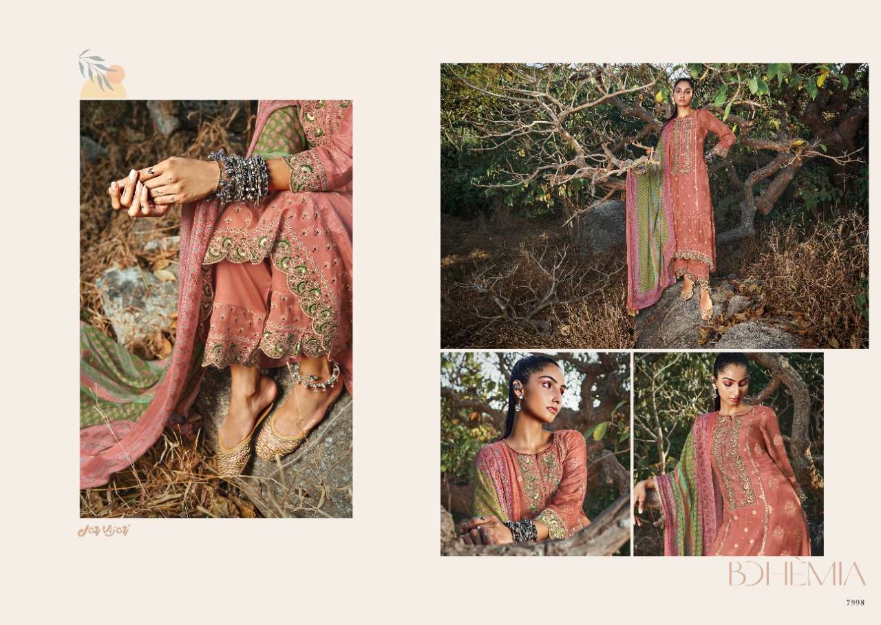 BOHEMIA BY JAY VIJAY PRINTS 7991 TO 7998 SERIES INDIAN SUITS BEAUTIFUL FANCY COLORFUL STYLISH PARTY WEAR & OCCASIONAL WEAR PURE SILK JACQUARD DRESSES AT WHOLESALE PRICE