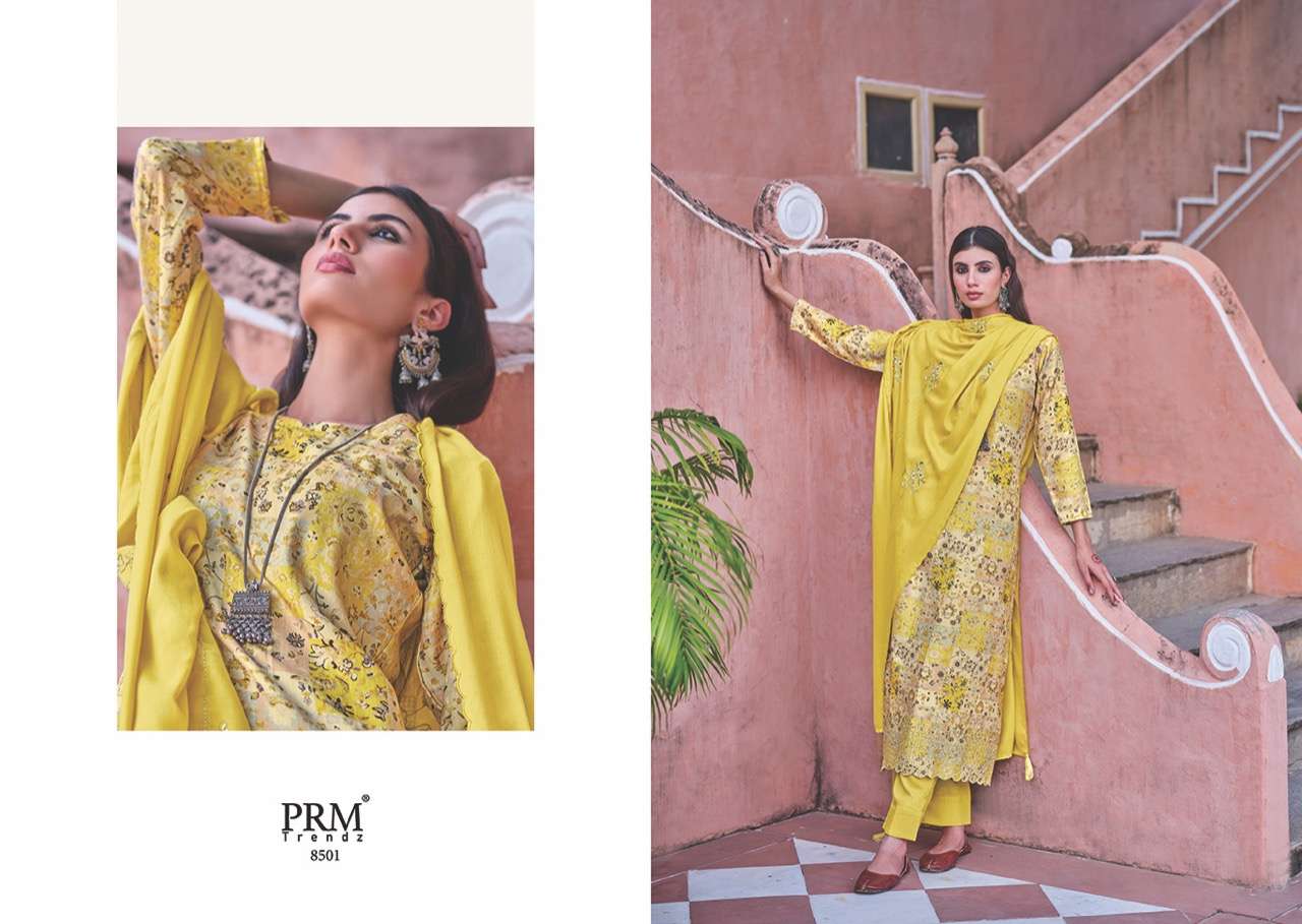 ZAINAB VOL-3 BY PRM TRENDZ 8501 TO 8508 SERIES BEAUTIFUL STYLISH SUITS FANCY COLORFUL CASUAL WEAR & ETHNIC WEAR & READY TO WEAR PURE JAM COTTON PRINT WITH EMBROIDERED DRESSES AT WHOLESALE PRICE
