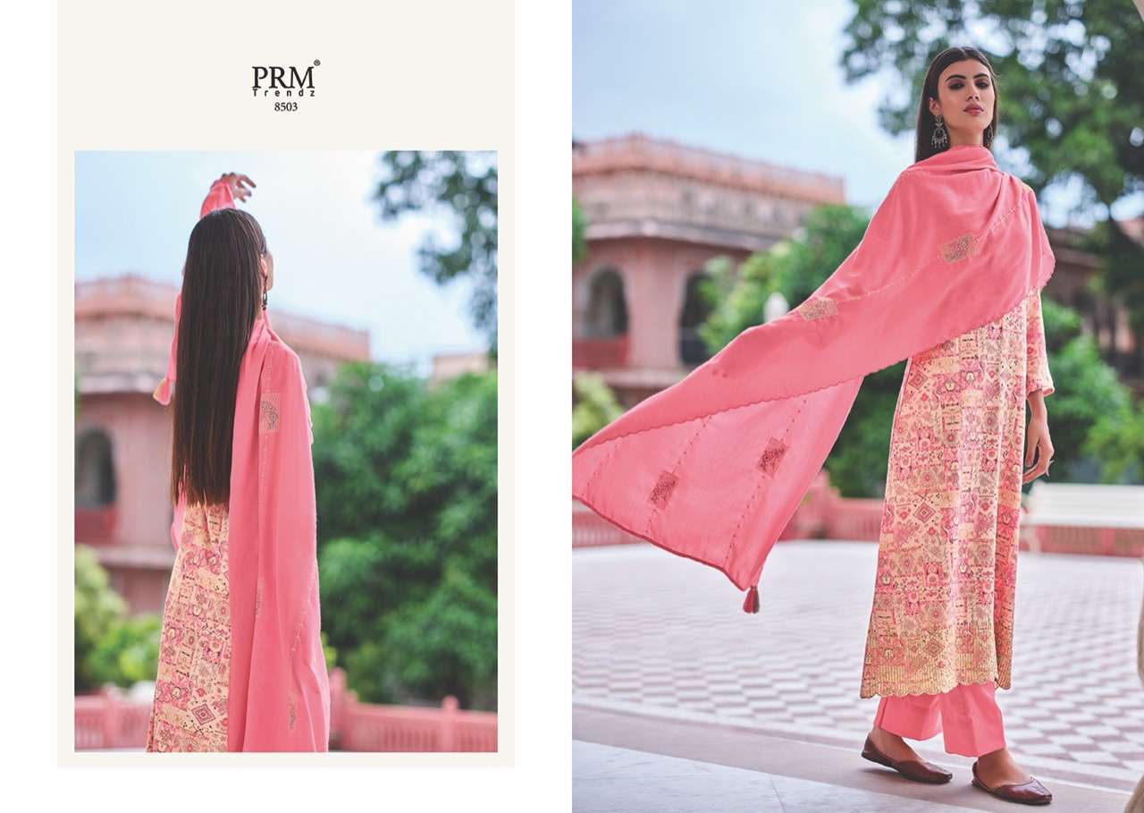 ZAINAB VOL-3 BY PRM TRENDZ 8501 TO 8508 SERIES BEAUTIFUL STYLISH SUITS FANCY COLORFUL CASUAL WEAR & ETHNIC WEAR & READY TO WEAR PURE JAM COTTON PRINT WITH EMBROIDERED DRESSES AT WHOLESALE PRICE