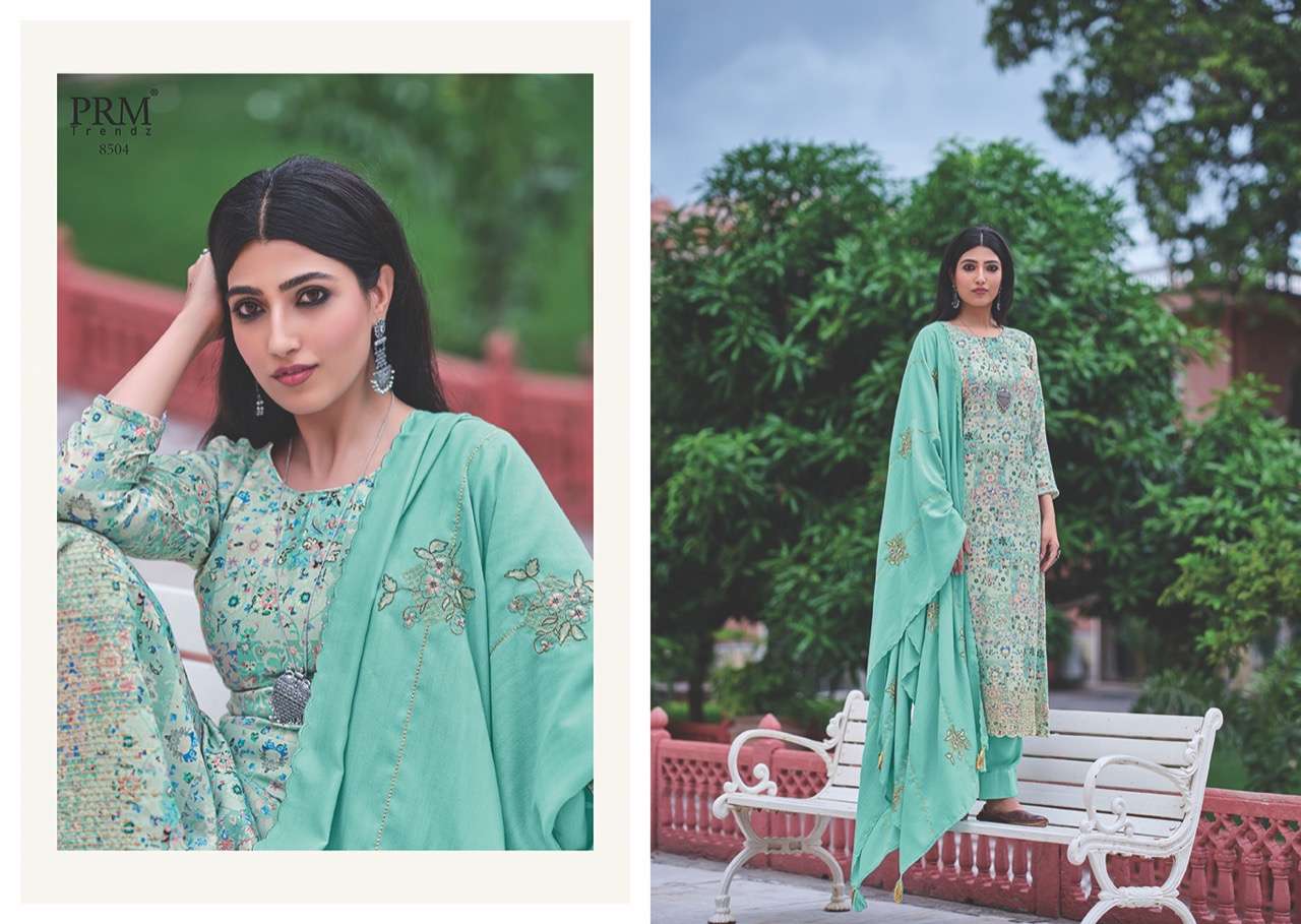 ZAINAB VOL-3 BY PRM TRENDZ 8501 TO 8508 SERIES BEAUTIFUL STYLISH SUITS FANCY COLORFUL CASUAL WEAR & ETHNIC WEAR & READY TO WEAR PURE JAM COTTON PRINT WITH EMBROIDERED DRESSES AT WHOLESALE PRICE