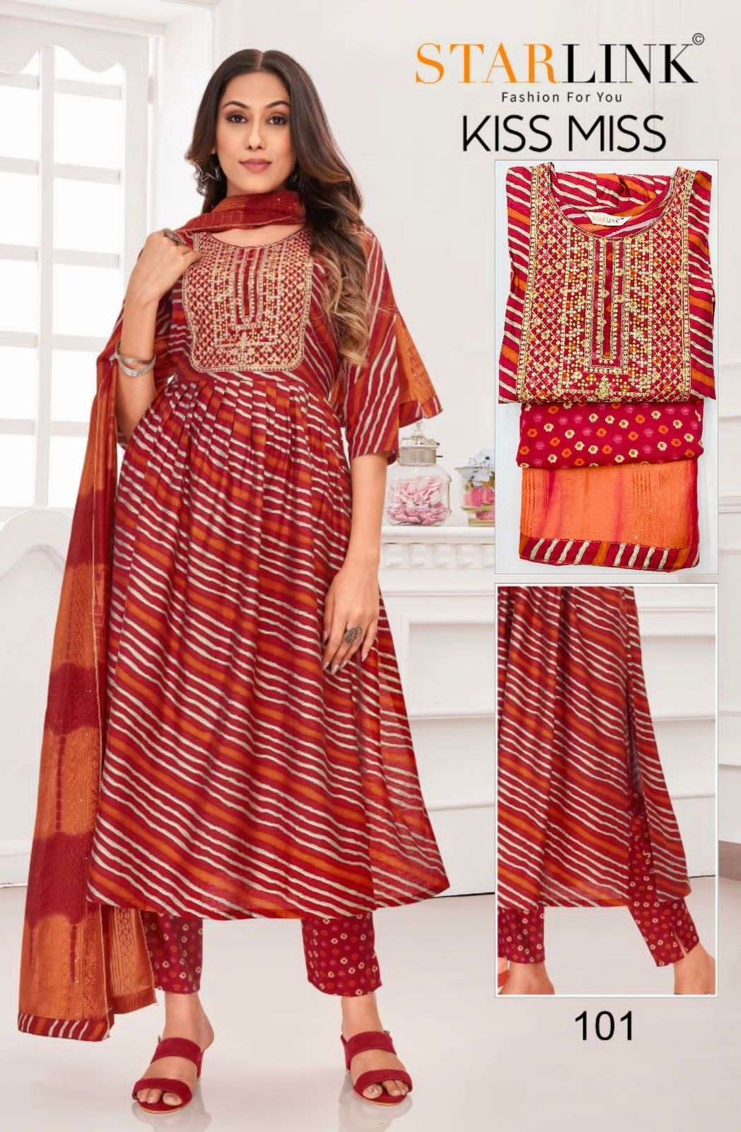 KISS MISS BY STARLINK 101 TO 116 SERIES FESTIVE SUITS BEAUTIFUL FANCY COLORFUL STYLISH PARTY WEAR & OCCASIONAL WEAR CHANDERI EMBROIDERED DRESSES AT WHOLESALE PRICE