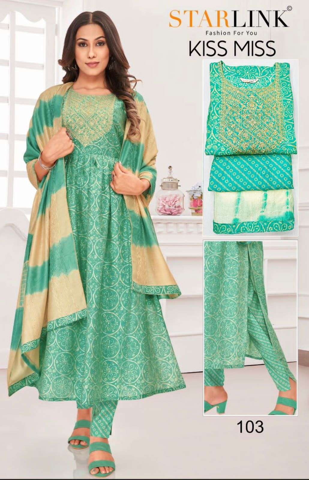 KISS MISS BY STARLINK 101 TO 116 SERIES FESTIVE SUITS BEAUTIFUL FANCY COLORFUL STYLISH PARTY WEAR & OCCASIONAL WEAR CHANDERI EMBROIDERED DRESSES AT WHOLESALE PRICE