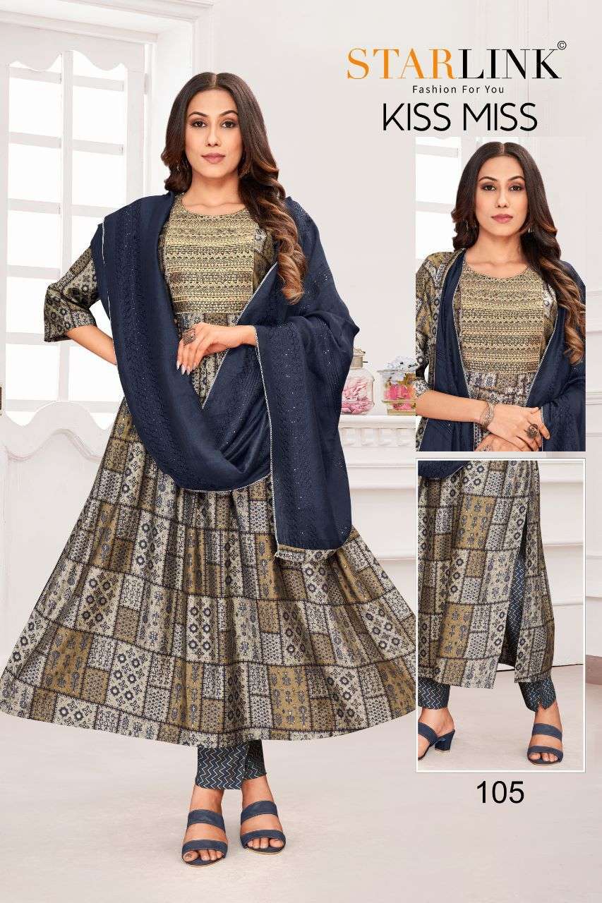 KISS MISS BY STARLINK 101 TO 116 SERIES FESTIVE SUITS BEAUTIFUL FANCY COLORFUL STYLISH PARTY WEAR & OCCASIONAL WEAR CHANDERI EMBROIDERED DRESSES AT WHOLESALE PRICE