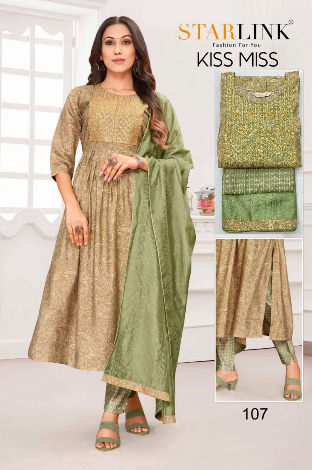 KISS MISS BY STARLINK 101 TO 116 SERIES FESTIVE SUITS BEAUTIFUL FANCY COLORFUL STYLISH PARTY WEAR & OCCASIONAL WEAR CHANDERI EMBROIDERED DRESSES AT WHOLESALE PRICE