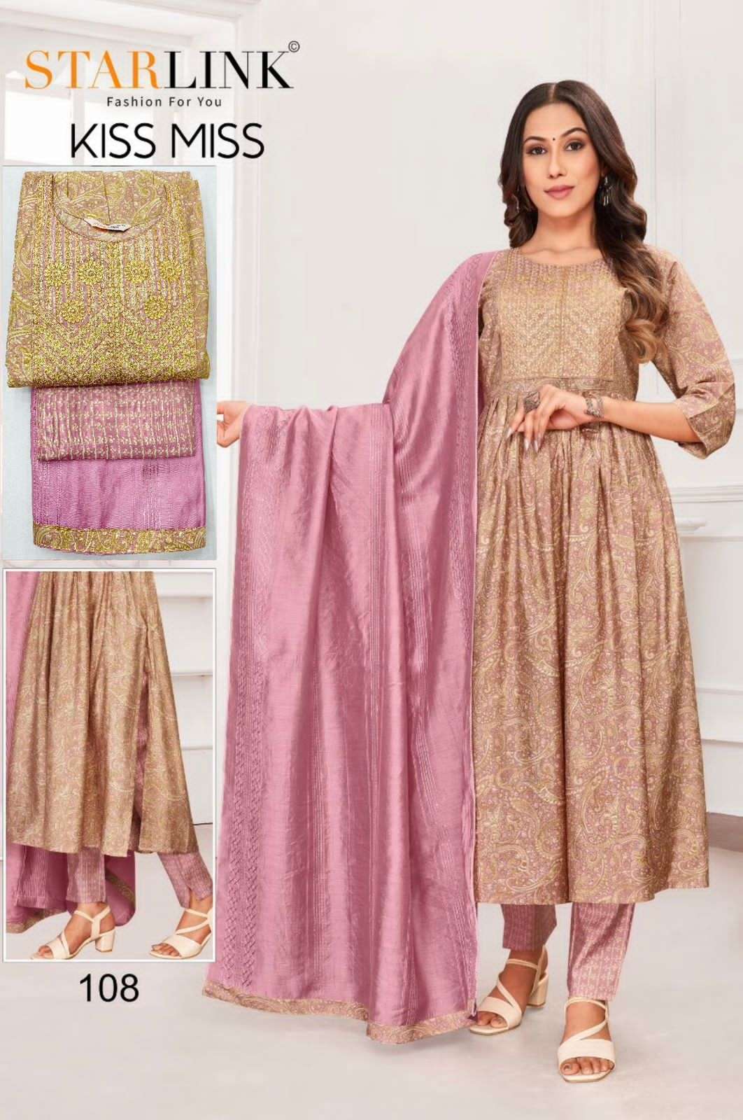 KISS MISS BY STARLINK 101 TO 116 SERIES FESTIVE SUITS BEAUTIFUL FANCY COLORFUL STYLISH PARTY WEAR & OCCASIONAL WEAR CHANDERI EMBROIDERED DRESSES AT WHOLESALE PRICE