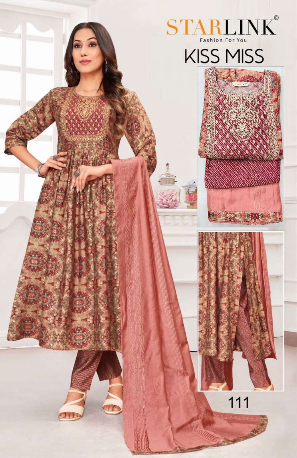 KISS MISS BY STARLINK 101 TO 116 SERIES FESTIVE SUITS BEAUTIFUL FANCY COLORFUL STYLISH PARTY WEAR & OCCASIONAL WEAR CHANDERI EMBROIDERED DRESSES AT WHOLESALE PRICE