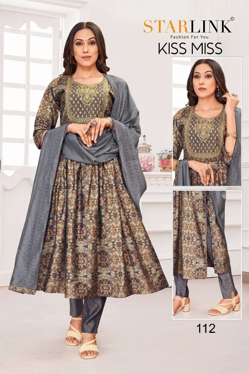 KISS MISS BY STARLINK 101 TO 116 SERIES FESTIVE SUITS BEAUTIFUL FANCY COLORFUL STYLISH PARTY WEAR & OCCASIONAL WEAR CHANDERI EMBROIDERED DRESSES AT WHOLESALE PRICE