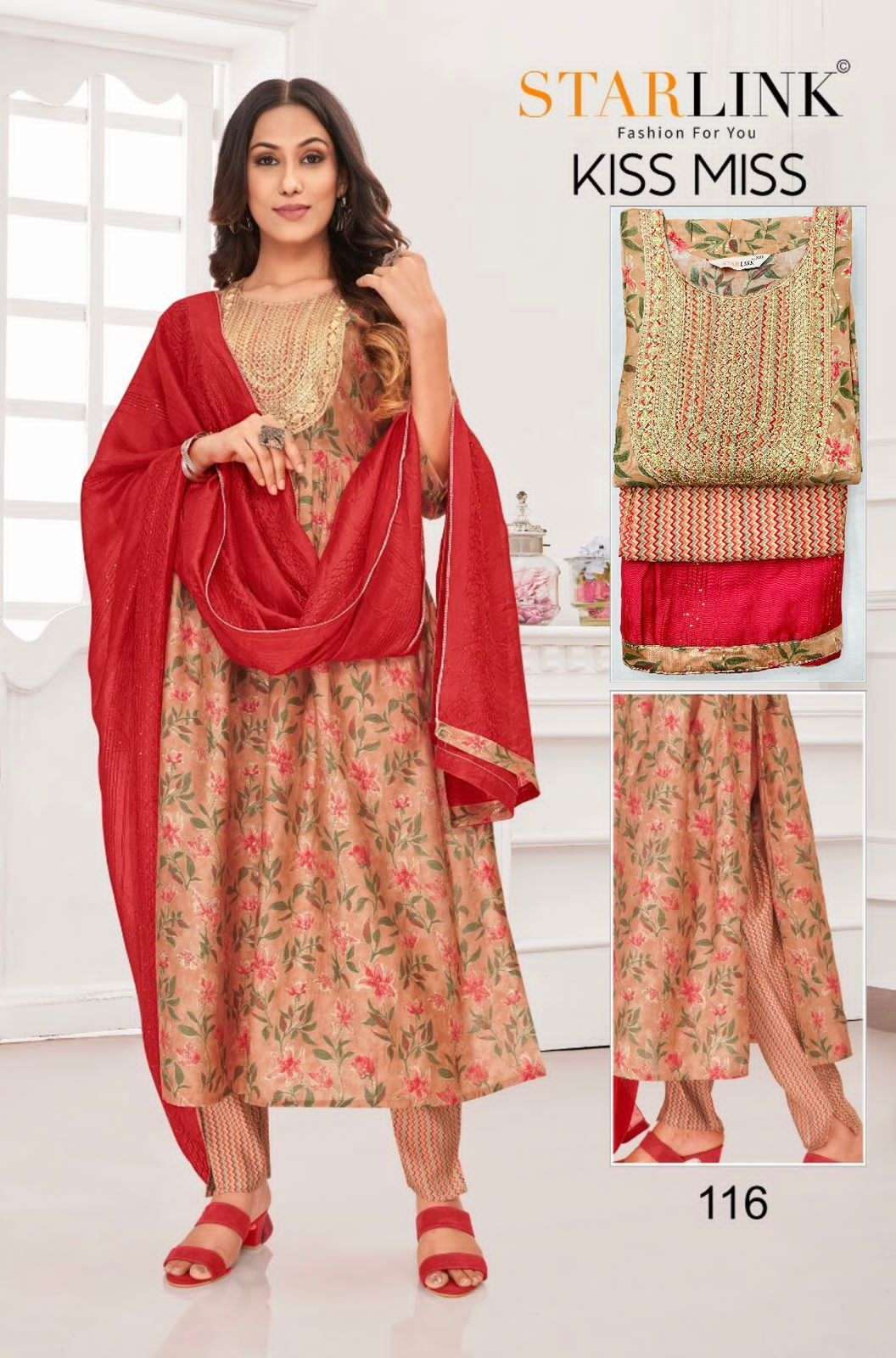 KISS MISS BY STARLINK 101 TO 116 SERIES FESTIVE SUITS BEAUTIFUL FANCY COLORFUL STYLISH PARTY WEAR & OCCASIONAL WEAR CHANDERI EMBROIDERED DRESSES AT WHOLESALE PRICE