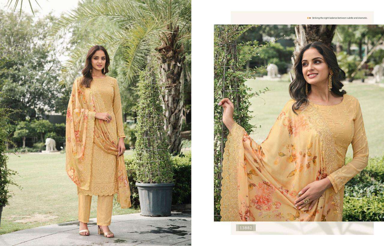ELEGANT VOL-3 BY ZISA 13881 TO 13886 SERIES SUITS BEAUTIFUL FANCY COLORFUL STYLISH PARTY WEAR & OCCASIONAL WEAR GEORGETTE EMBROIDERED DRESSES AT WHOLESALE PRICE