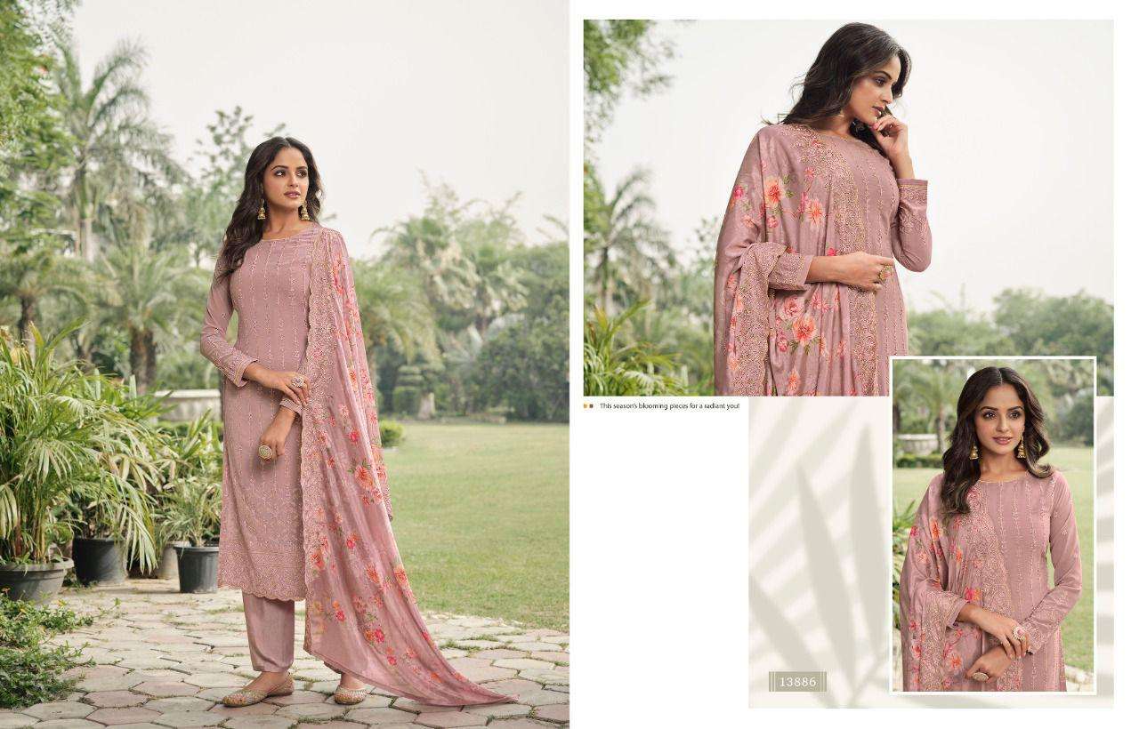 ELEGANT VOL-3 BY ZISA 13881 TO 13886 SERIES SUITS BEAUTIFUL FANCY COLORFUL STYLISH PARTY WEAR & OCCASIONAL WEAR GEORGETTE EMBROIDERED DRESSES AT WHOLESALE PRICE