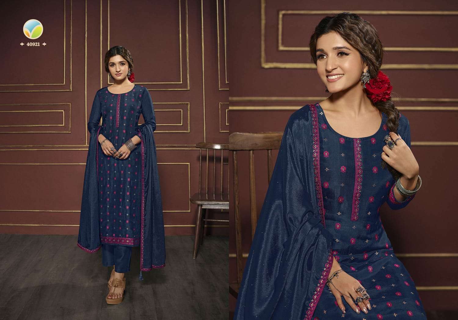 Tumbaa Vani By Vinay Fashion 40921 To 40928 Series Beautiful Suits Colorful Stylish Fancy Casual Wear & Ethnic Wear Dola Jacquard Embroidered Dresses At Wholesale Price