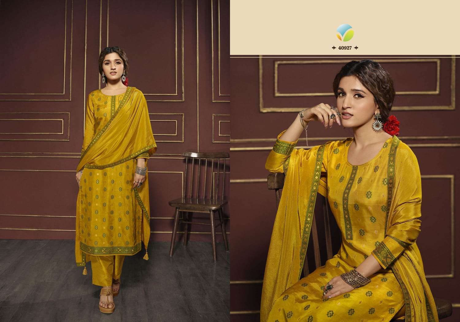 Tumbaa Vani By Vinay Fashion 40921 To 40928 Series Beautiful Suits Colorful Stylish Fancy Casual Wear & Ethnic Wear Dola Jacquard Embroidered Dresses At Wholesale Price