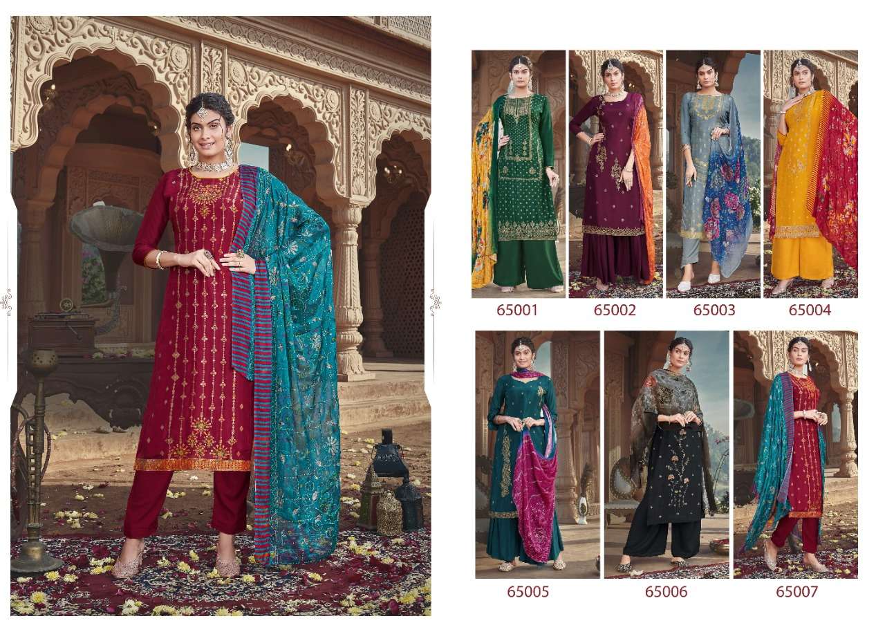 KANNAT VOL-2 BY RIANA 65001 TO 65007 SERIES BEAUTIFUL SUITS COLORFUL STYLISH FANCY CASUAL WEAR & ETHNIC WEAR VISCOSE RUSSIAN SILK DRESSES AT WHOLESALE PRICE