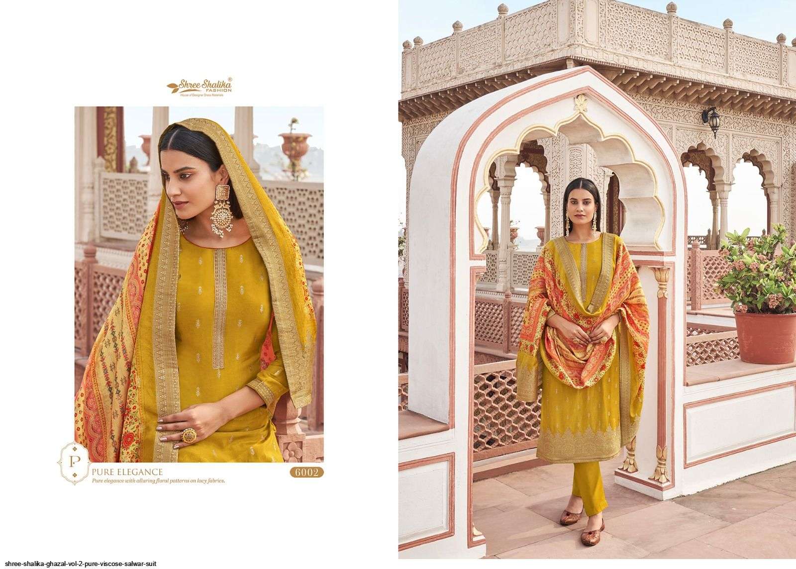 GHAZAL VOL-2 BY SHREE SHALIKA FASHION 6001 TO 6008 SERIES BEAUTIFUL SUITS COLORFUL STYLISH FANCY CASUAL WEAR & ETHNIC WEAR VISCOSE DOLA JACQUARD DRESSES AT WHOLESALE PRICE