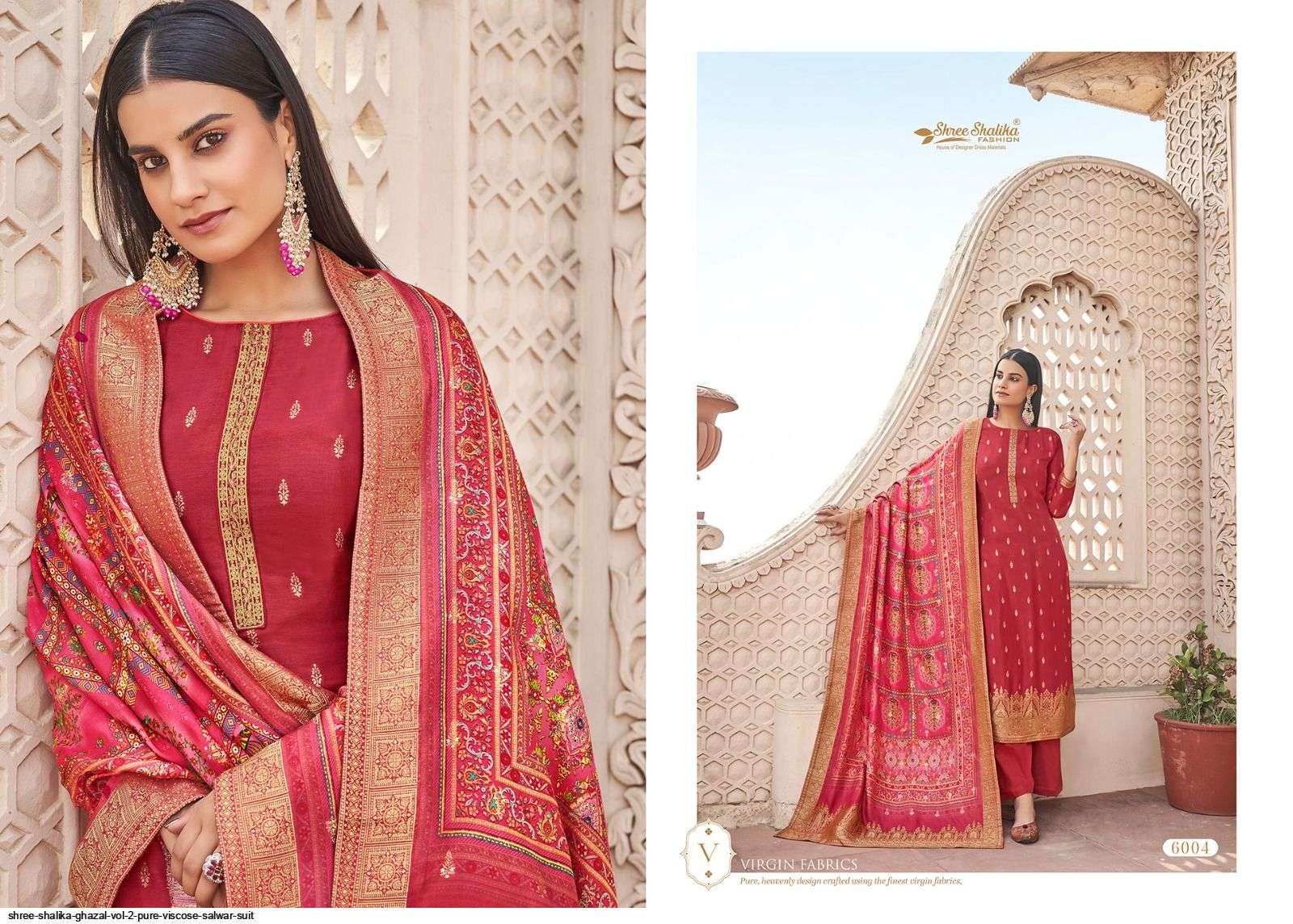 GHAZAL VOL-2 BY SHREE SHALIKA FASHION 6001 TO 6008 SERIES BEAUTIFUL SUITS COLORFUL STYLISH FANCY CASUAL WEAR & ETHNIC WEAR VISCOSE DOLA JACQUARD DRESSES AT WHOLESALE PRICE