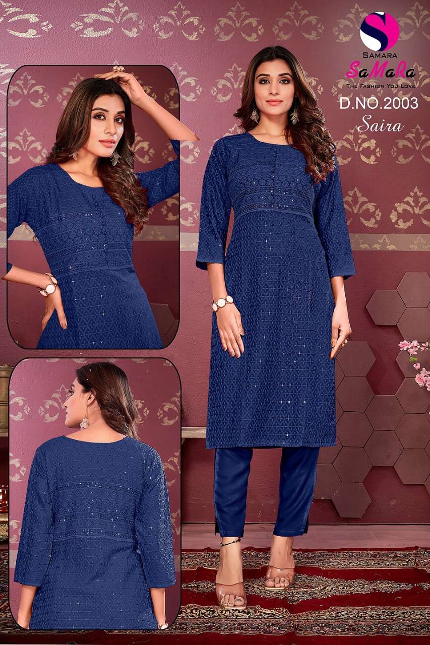 SAIRA BY SAMARA 2001 TO 2012 SERIES DESIGNER STYLISH FANCY COLORFUL BEAUTIFUL PARTY WEAR & ETHNIC WEAR COLLECTION RAYON KURTIS AT WHOLESALE PRICE