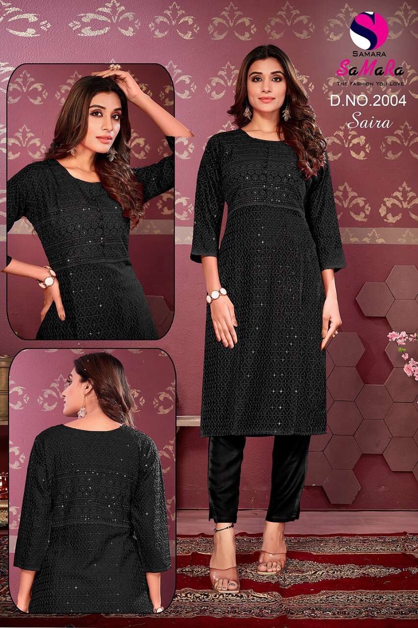 SAIRA BY SAMARA 2001 TO 2012 SERIES DESIGNER STYLISH FANCY COLORFUL BEAUTIFUL PARTY WEAR & ETHNIC WEAR COLLECTION RAYON KURTIS AT WHOLESALE PRICE