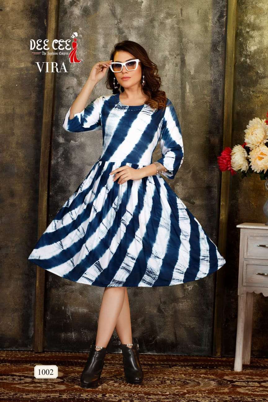 VIRA BY DEE CEE 1001 TO 1006 SERIES DESIGNER STYLISH FANCY COLORFUL BEAUTIFUL PARTY WEAR & ETHNIC WEAR COLLECTION HEAVY RAYON KURTIS AT WHOLESALE PRICE