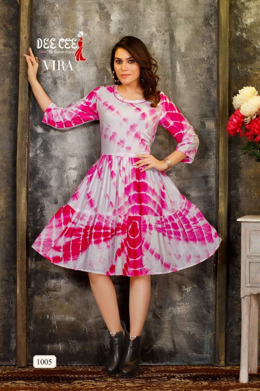 VIRA BY DEE CEE 1001 TO 1006 SERIES DESIGNER STYLISH FANCY COLORFUL BEAUTIFUL PARTY WEAR & ETHNIC WEAR COLLECTION HEAVY RAYON KURTIS AT WHOLESALE PRICE