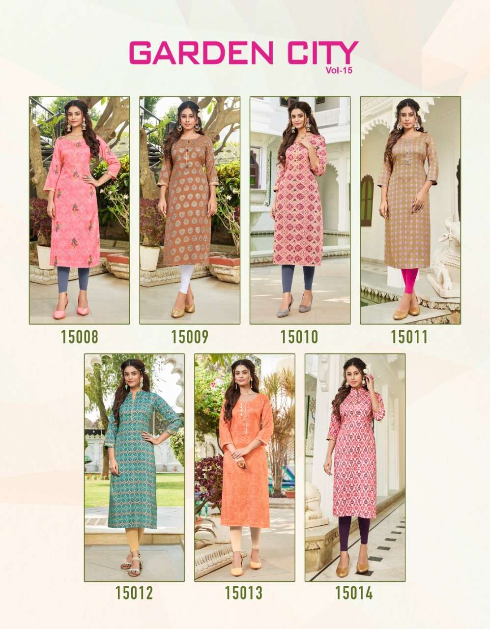 Gardencity Vol-15 By Diya Trends 15001 To 15014 Series Beautiful Stylish Fancy Colorful Casual Wear & Ethnic Wear Rayon Foil Kurtis At Wholesale Price