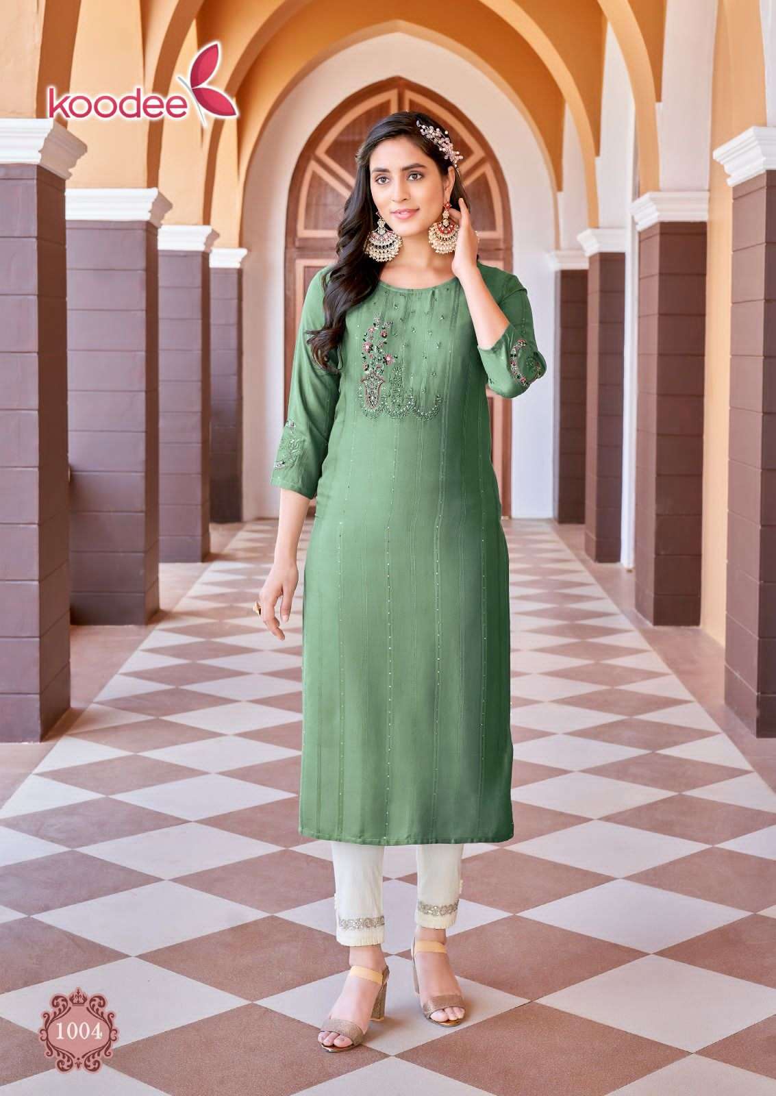 Naveli Vol-1 By Koodee 1001 To 1006 Series Designer Stylish Fancy Colorful Beautiful Party Wear & Ethnic Wear Collection Heavy Rayon Kurtis With Bottom At Wholesale Price