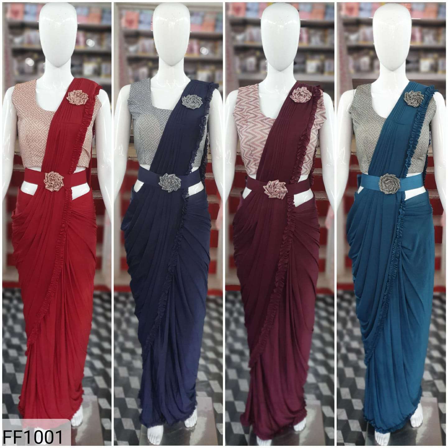 FF VOL-1001 BY FF 01 TO 04 SERIES INDIAN TRADITIONAL BEAUTIFUL STYLISH DESIGNER BANARASI SILK JACQUARD EMBROIDERED PARTY WEAR LYCRA SAREES AT WHOLESALE PRICE