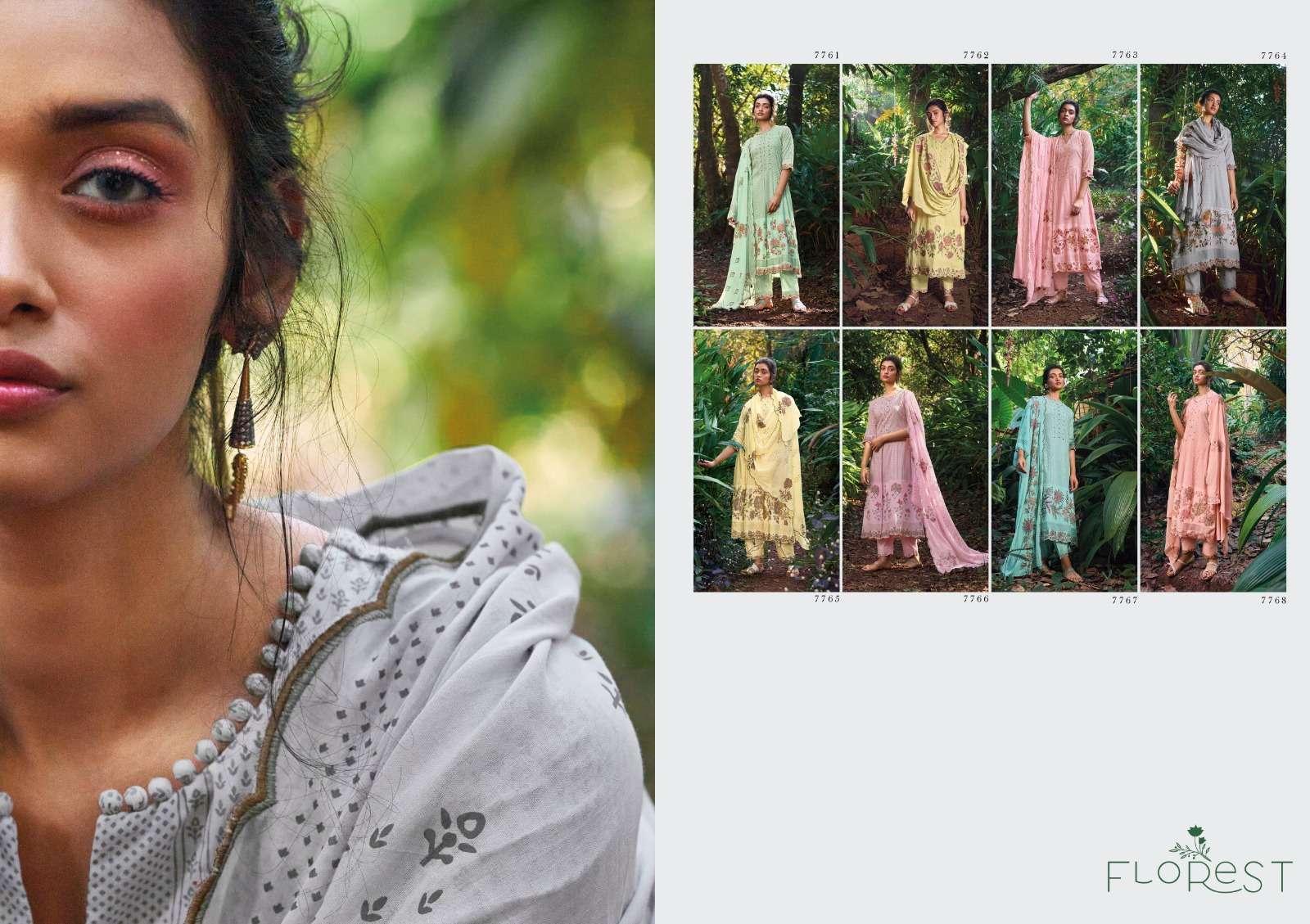 FLOREST BY JAY VIJAY PRINTS 7761 TO 7768 SERIES FESTIVE SUITS BEAUTIFUL FANCY COLORFUL STYLISH PARTY WEAR & OCCASIONAL WEAR PURE COTTON PRINT EMBROIDERY DRESSES AT WHOLESALE PRICE