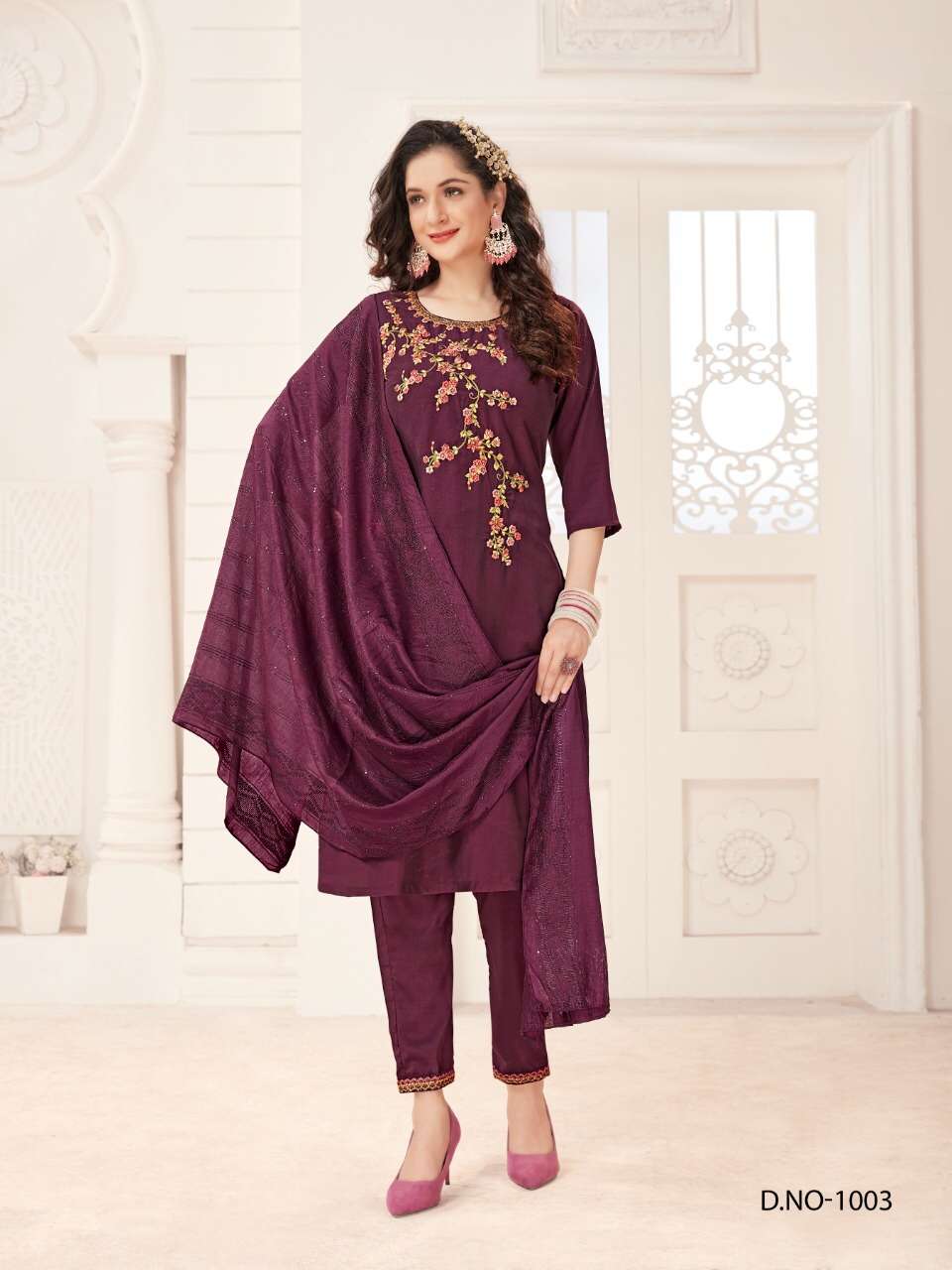 PANGHAT BY SELESTA 1001 TO 1006 SERIES SUITS BEAUTIFUL FANCY COLORFUL STYLISH PARTY WEAR & OCCASIONAL WEAR CHINNON SILK DRESSES AT WHOLESALE PRICE