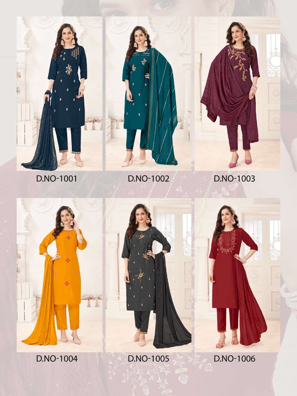 PANGHAT BY SELESTA 1001 TO 1006 SERIES SUITS BEAUTIFUL FANCY COLORFUL STYLISH PARTY WEAR & OCCASIONAL WEAR CHINNON SILK DRESSES AT WHOLESALE PRICE