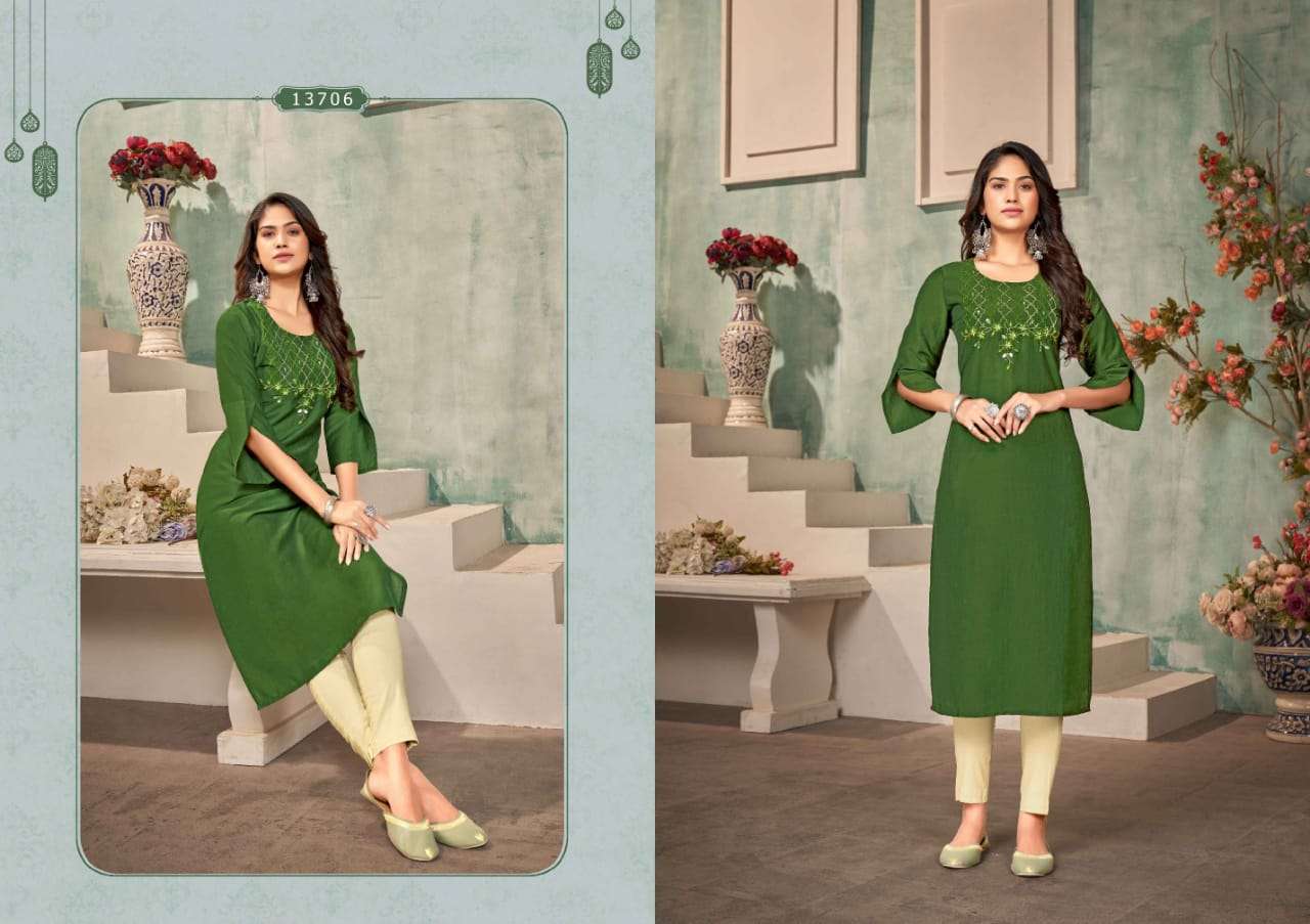 OCTVAIA VOL-13 BY KALAROOP 13704 TO 13709 SERIES DESIGNER STYLISH FANCY COLORFUL BEAUTIFUL PARTY WEAR & ETHNIC WEAR COLLECTION SILK EMBROIDERY KURTIS AT WHOLESALE PRICE