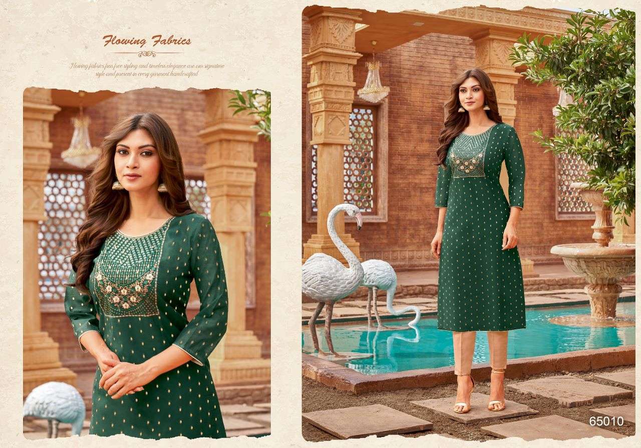 AMORY VOL-8 BY ARTIO 65001 TO 65010 SERIES DESIGNER STYLISH FANCY COLORFUL BEAUTIFUL PARTY WEAR & ETHNIC WEAR COLLECTION SILK EMBROIDERY KURTIS AT WHOLESALE PRICE
