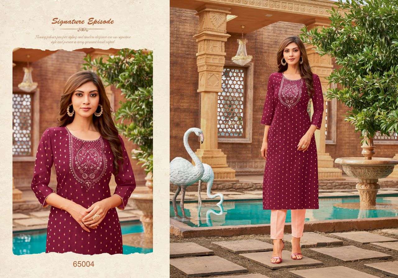 AMORY VOL-8 BY ARTIO 65001 TO 65010 SERIES DESIGNER STYLISH FANCY COLORFUL BEAUTIFUL PARTY WEAR & ETHNIC WEAR COLLECTION SILK EMBROIDERY KURTIS AT WHOLESALE PRICE