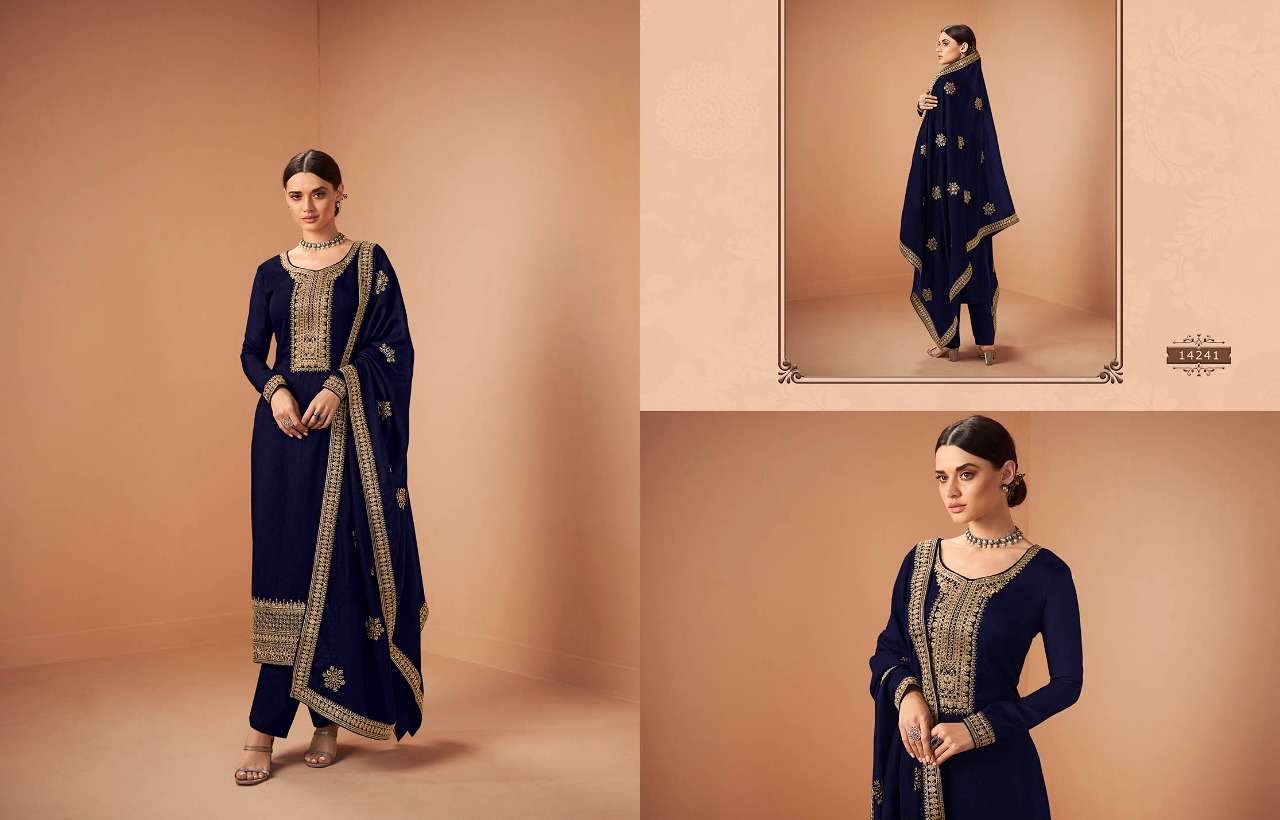 FIRDOSH BY ZISA 14241 TO 14246 SERIES FESTIVE SUITS BEAUTIFUL FANCY COLORFUL STYLISH PARTY WEAR & OCCASIONAL WEAR SILK GEORGETTE EMBROIDERY DRESSES AT WHOLESALE PRICE
