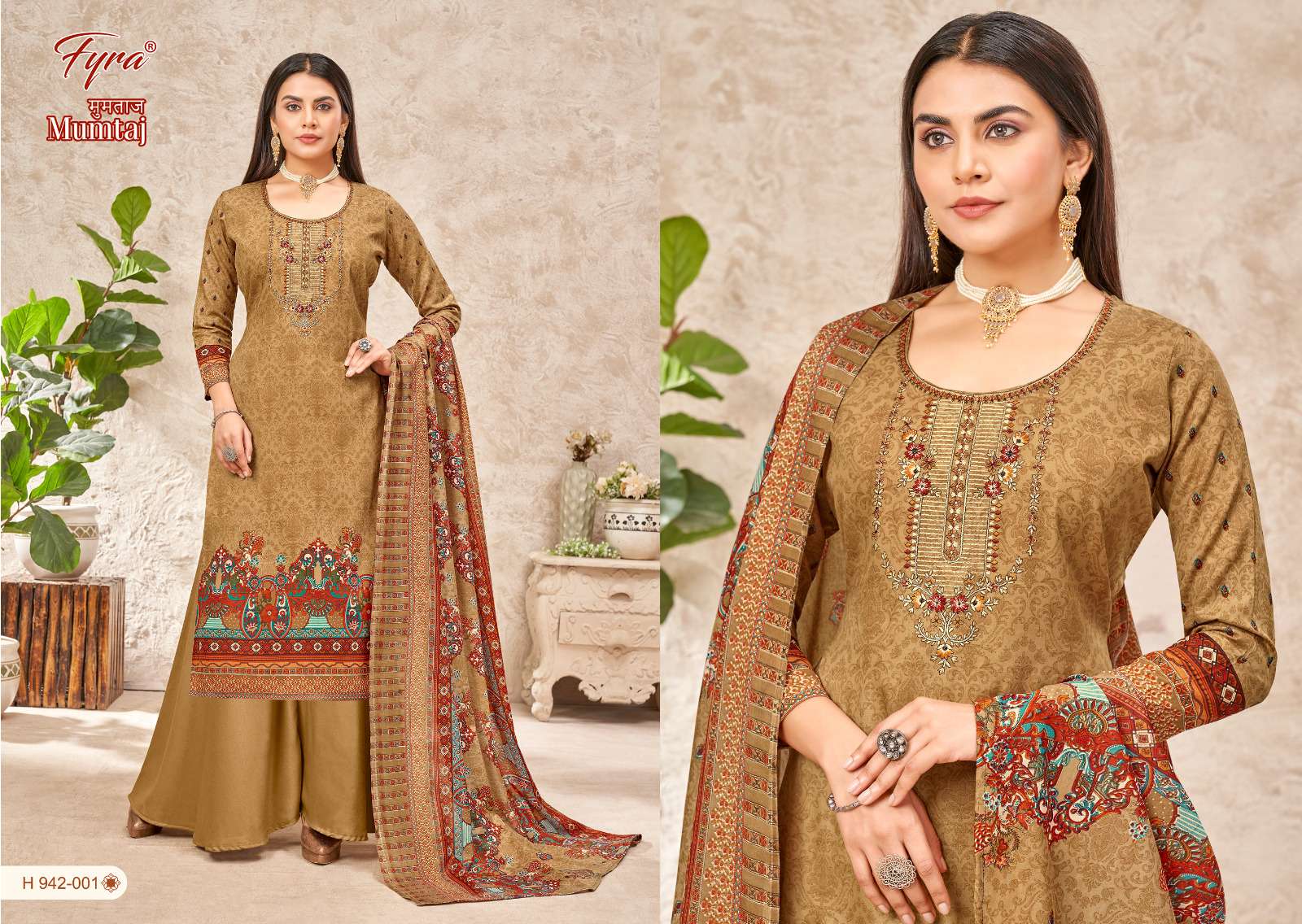 MUMTAJ BY FYRA 942-001 TO 942-010 SERIES FESTIVE SUITS BEAUTIFUL FANCY COLORFUL STYLISH PARTY WEAR & OCCASIONAL WEAR PURE SOFT COTTON DRESSES AT WHOLESALE PRICE