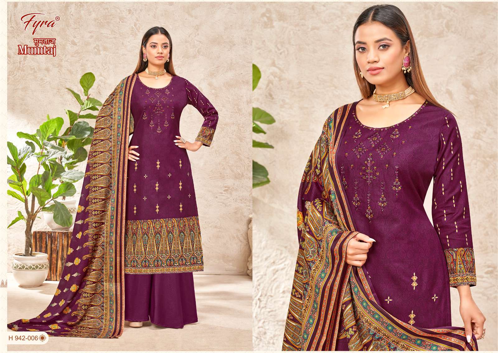 MUMTAJ BY FYRA 942-001 TO 942-010 SERIES FESTIVE SUITS BEAUTIFUL FANCY COLORFUL STYLISH PARTY WEAR & OCCASIONAL WEAR PURE SOFT COTTON DRESSES AT WHOLESALE PRICE