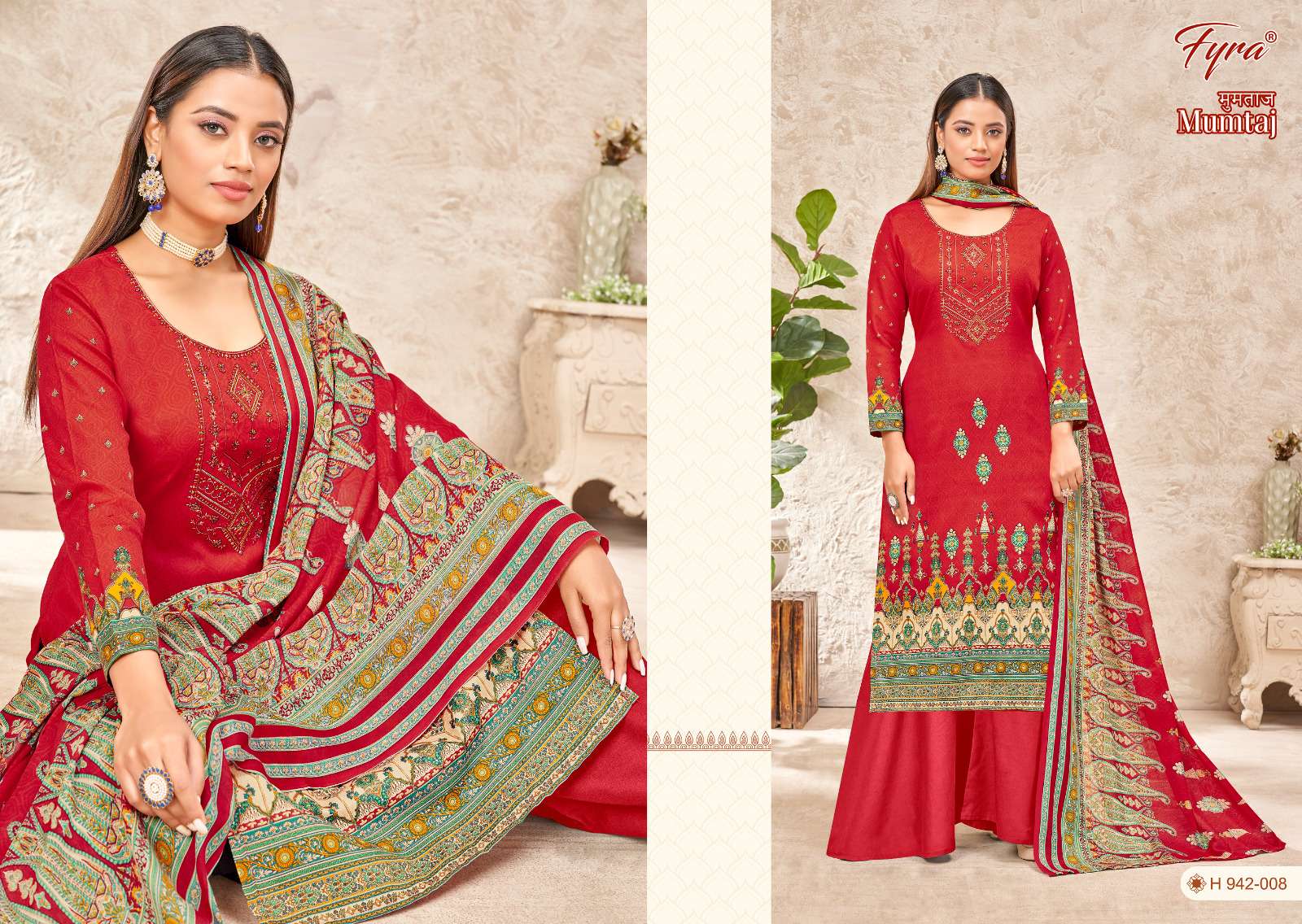 MUMTAJ BY FYRA 942-001 TO 942-010 SERIES FESTIVE SUITS BEAUTIFUL FANCY COLORFUL STYLISH PARTY WEAR & OCCASIONAL WEAR PURE SOFT COTTON DRESSES AT WHOLESALE PRICE