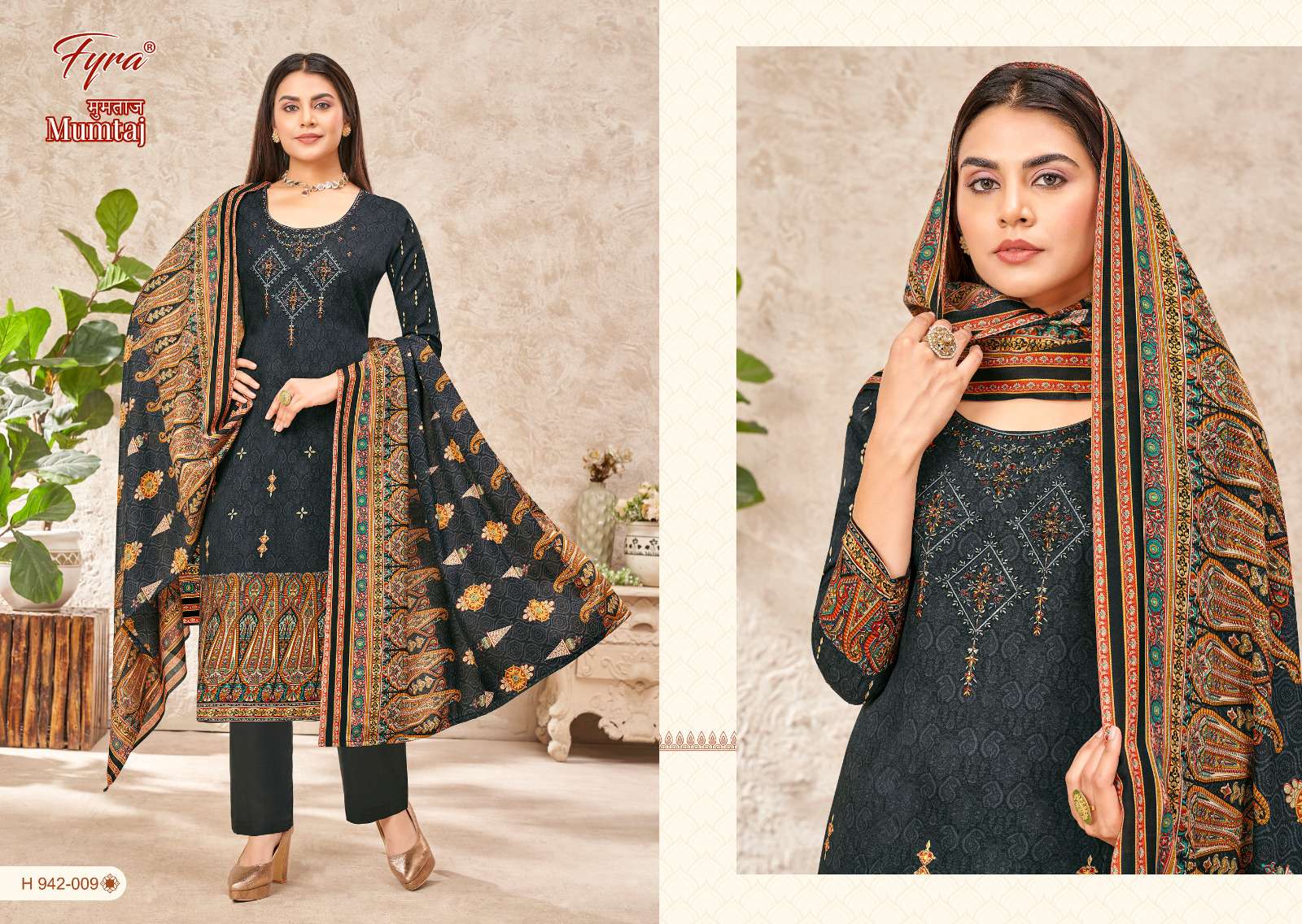 MUMTAJ BY FYRA 942-001 TO 942-010 SERIES FESTIVE SUITS BEAUTIFUL FANCY COLORFUL STYLISH PARTY WEAR & OCCASIONAL WEAR PURE SOFT COTTON DRESSES AT WHOLESALE PRICE