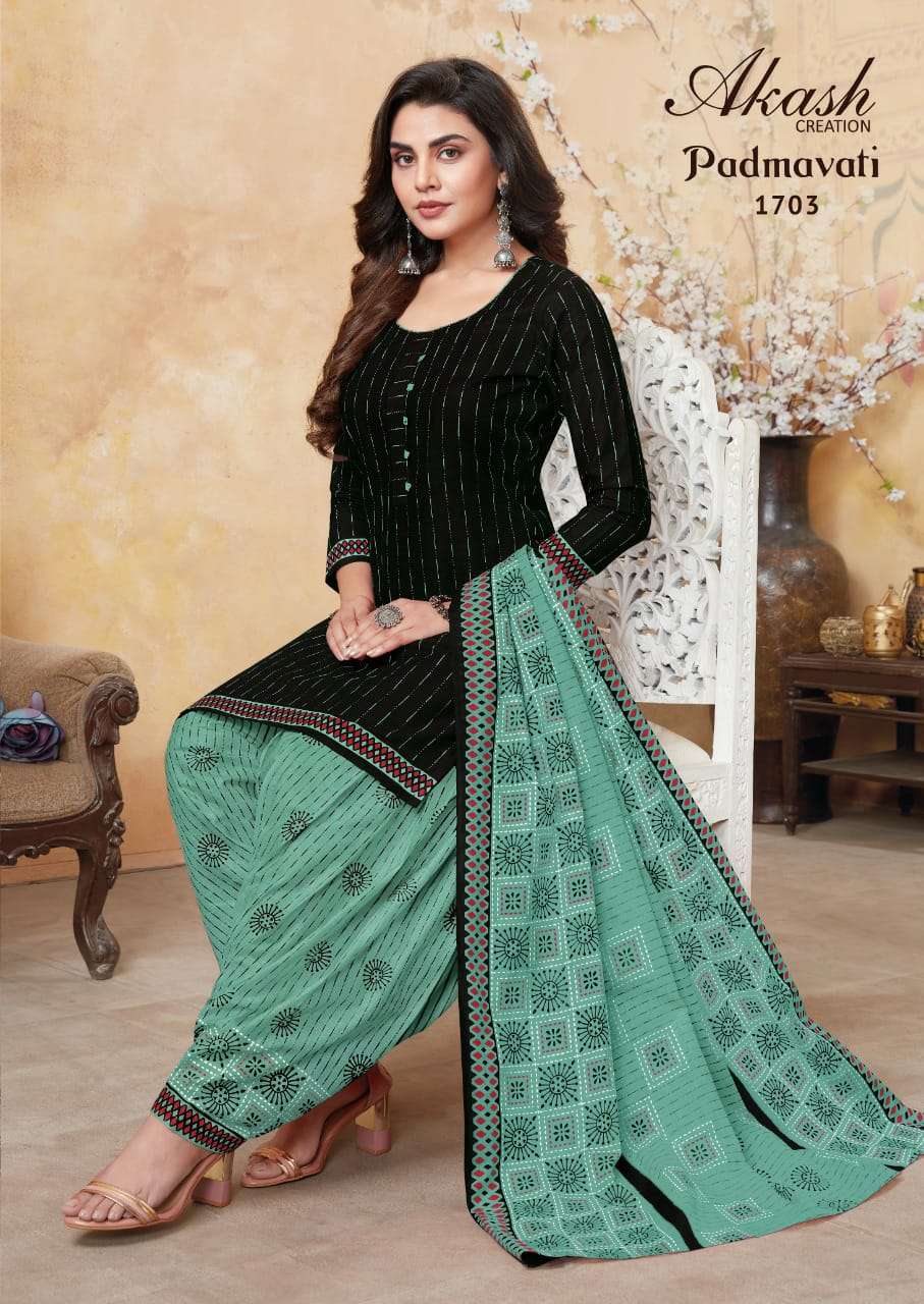 PADMAVATI VOL-17 BY AKASH CREATION 1701 TO 1710 SERIES BEAUTIFUL STYLISH SUITS FANCY COLORFUL CASUAL WEAR & ETHNIC WEAR & READY TO WEAR COTTON PRINTED DRESSES AT WHOLESALE PRICE