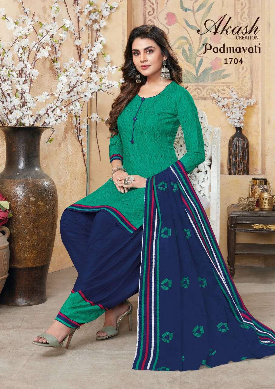 PADMAVATI VOL-17 BY AKASH CREATION 1701 TO 1710 SERIES BEAUTIFUL STYLISH SUITS FANCY COLORFUL CASUAL WEAR & ETHNIC WEAR & READY TO WEAR COTTON PRINTED DRESSES AT WHOLESALE PRICE