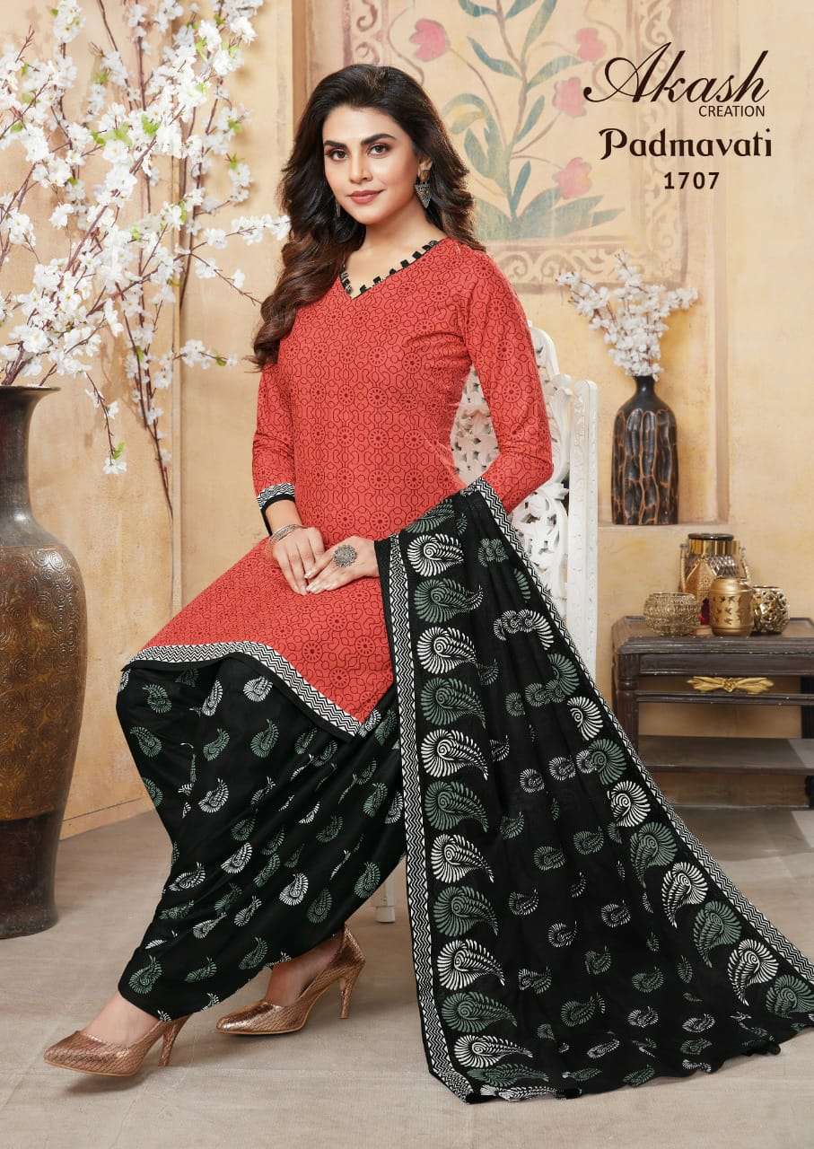 PADMAVATI VOL-17 BY AKASH CREATION 1701 TO 1710 SERIES BEAUTIFUL STYLISH SUITS FANCY COLORFUL CASUAL WEAR & ETHNIC WEAR & READY TO WEAR COTTON PRINTED DRESSES AT WHOLESALE PRICE