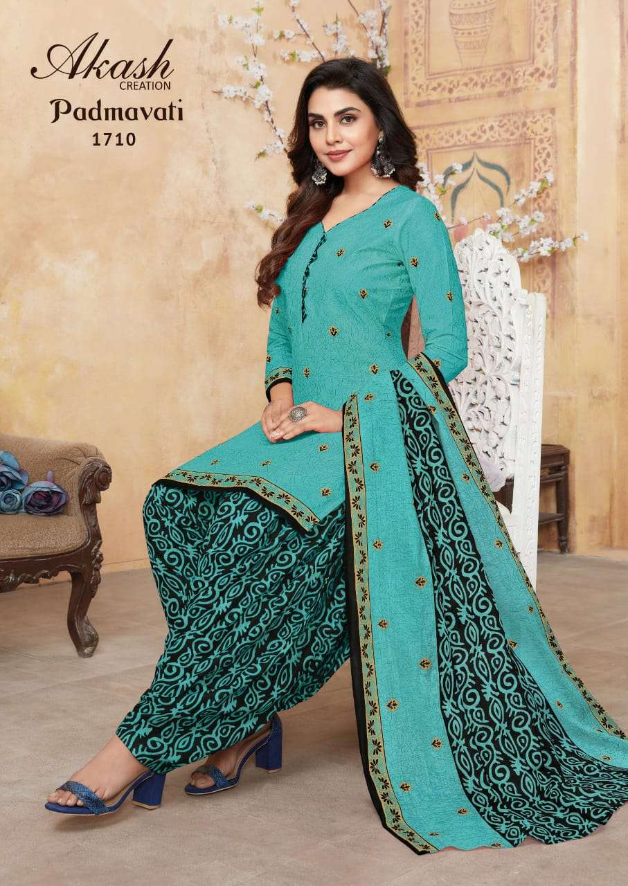 PADMAVATI VOL-17 BY AKASH CREATION 1701 TO 1710 SERIES BEAUTIFUL STYLISH SUITS FANCY COLORFUL CASUAL WEAR & ETHNIC WEAR & READY TO WEAR COTTON PRINTED DRESSES AT WHOLESALE PRICE
