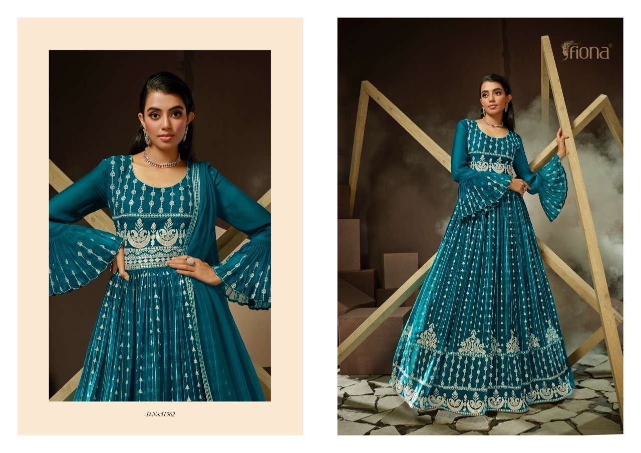 Falak By Fiona 31361 To 31364 Series Beautiful Stylish Fancy Colorful Casual Wear & Ethnic Wear Georgette Gowns With Dupatta At Wholesale Price